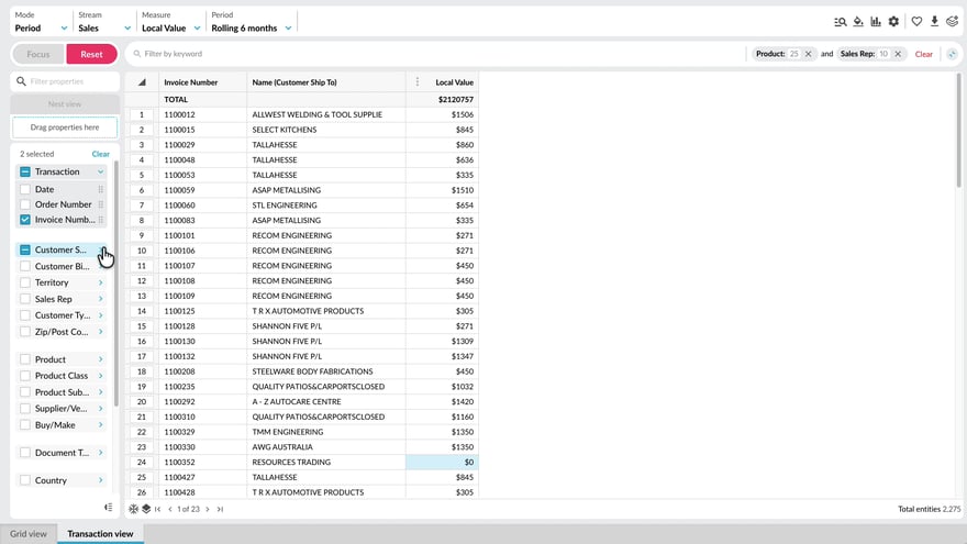 View transactions