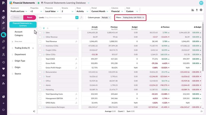 Filter your financial data