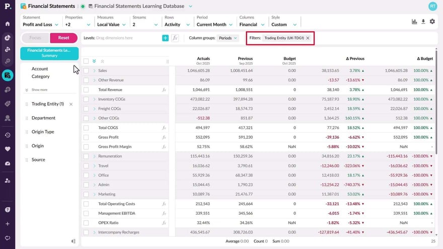 Filter your financial data