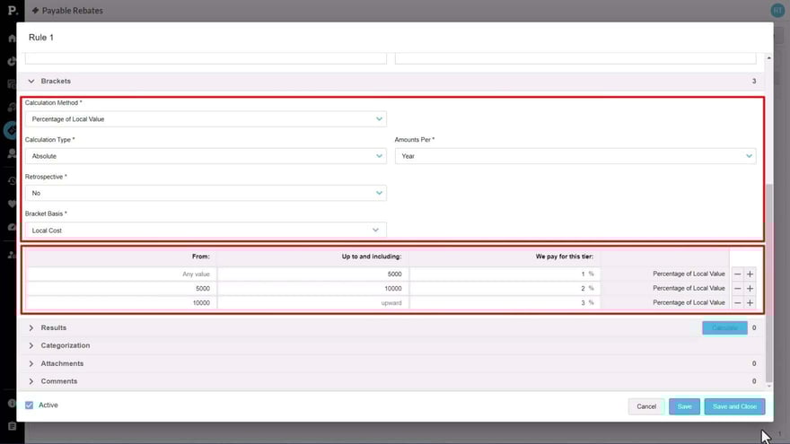Rule setup - Brackets