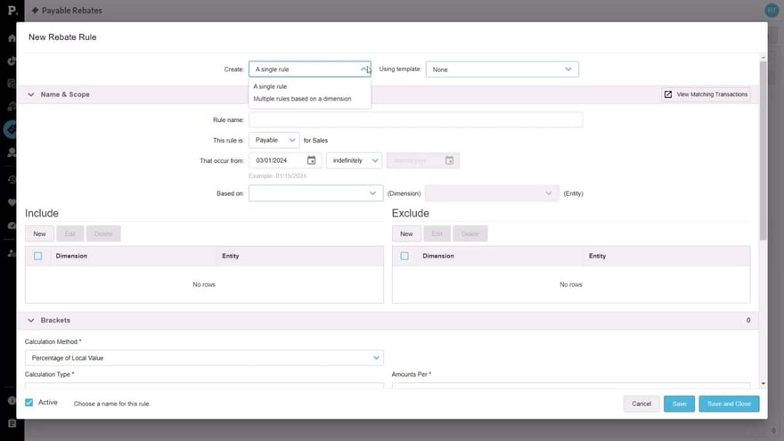 Create a rule - Initial setup