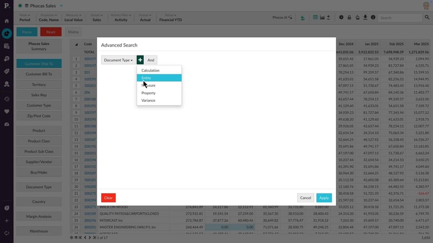 Narrow your search by entity or property