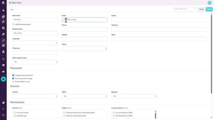 Add a new user to Phocas