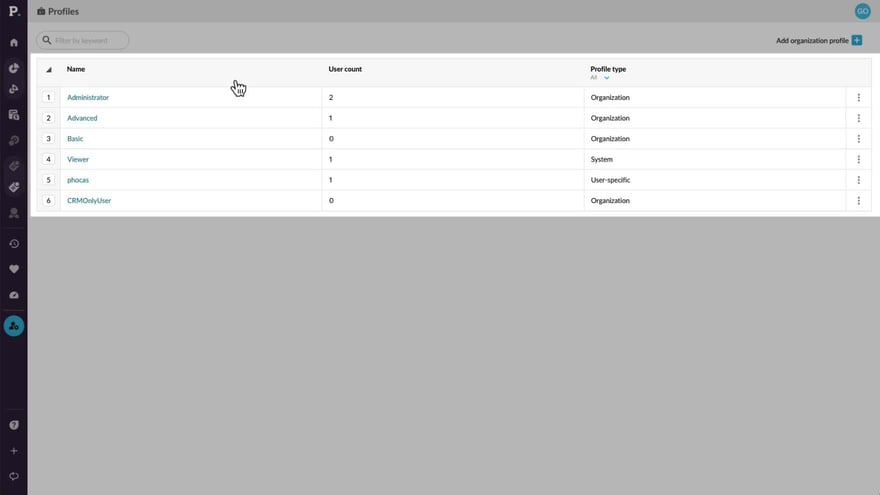 Add an organization profile