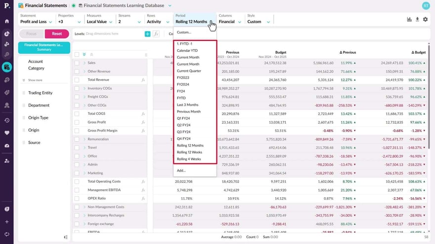 Change periods (date ranges)