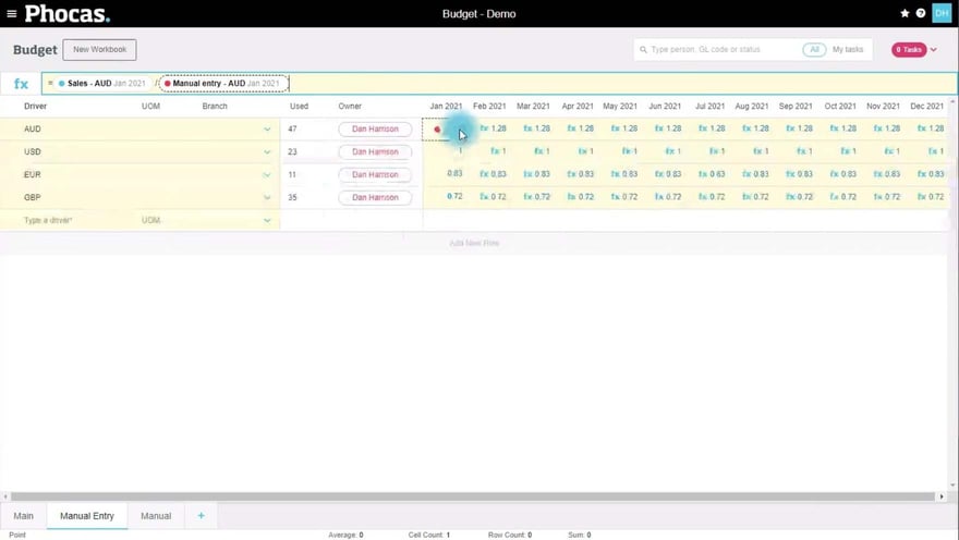 How to handle key variables, such as currency, in the budget