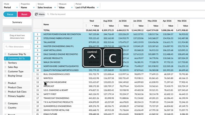 Copy or export data