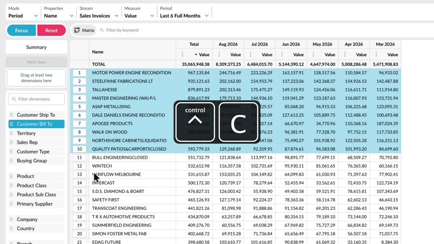 Copy or export data