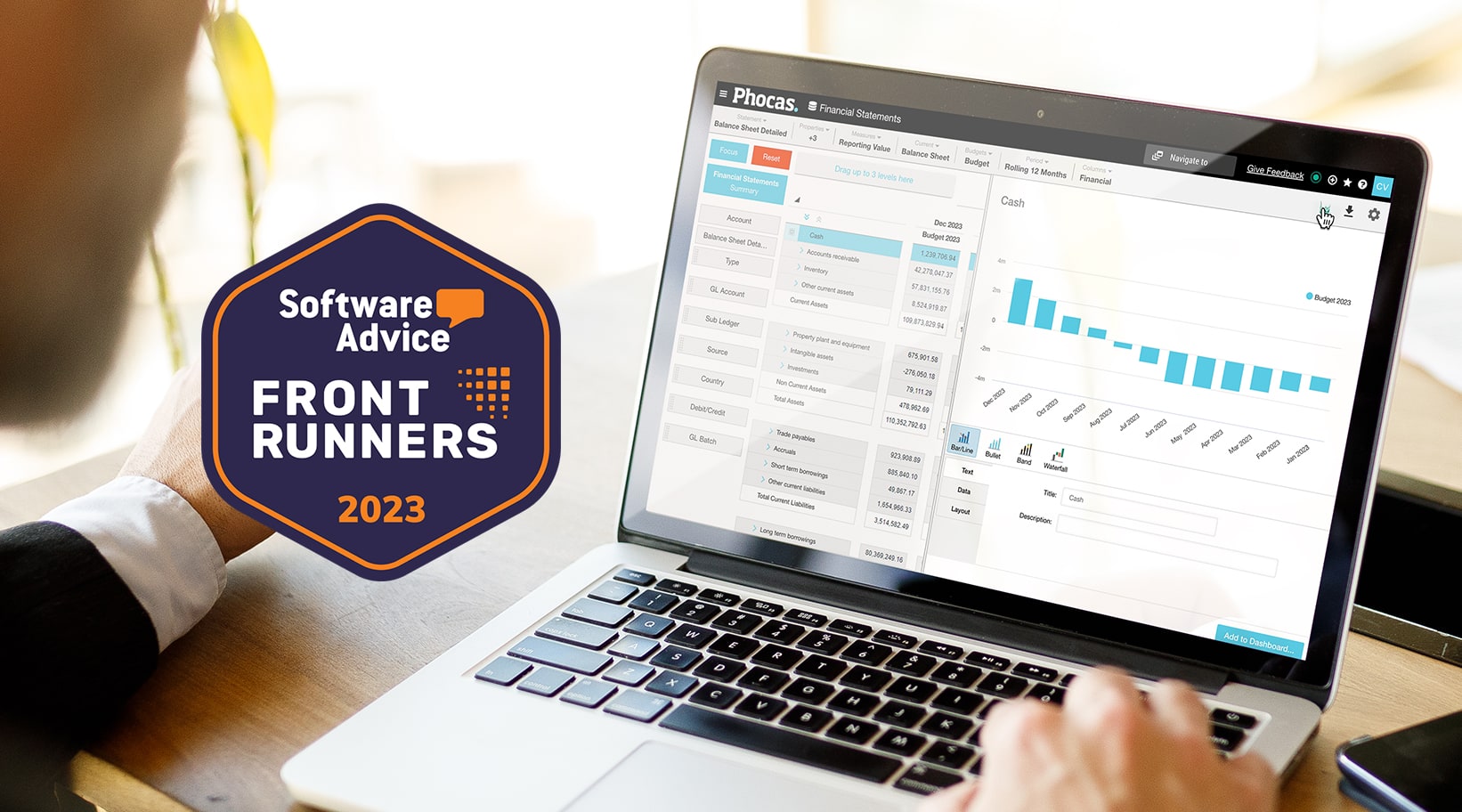 Phocas, a budgeting and forecasting leader in the Software Advice 2023 FrontRunners Awards