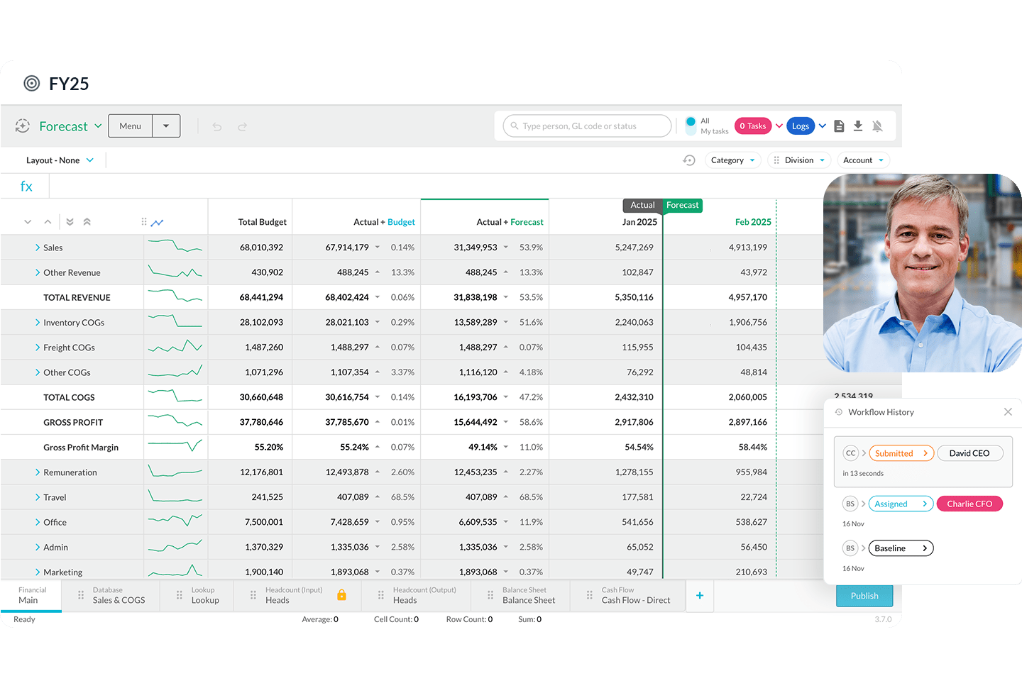 Flexible, connected budgeting and forecasting